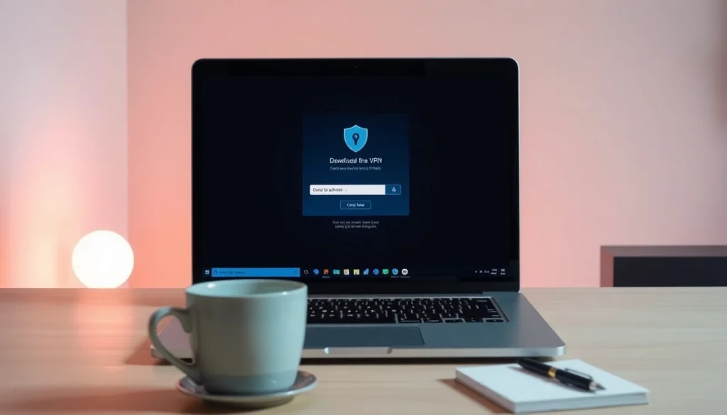 Download free VPN on Windows laptop, showcasing user-friendly interface and setup process.