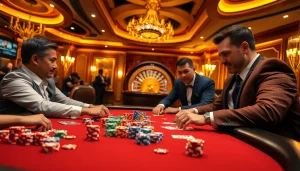Experience the thrill of high-stakes poker at hi88.photo, featuring luxurious chips and a vibrant casino atmosphere.