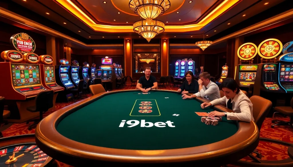 Experience the thrilling gameplay of i9bet at a high-stakes poker table in a luxurious casino.