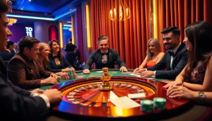 Players enjoying the thrill of toto togel in a luxurious casino setting.
