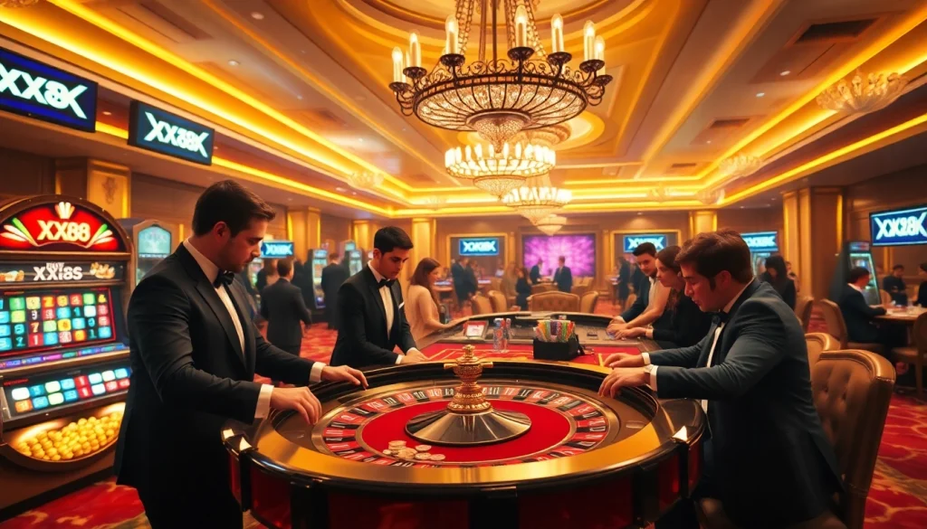Experience the excitement of gambling at XX88 casino with vibrant games and luxurious setting.