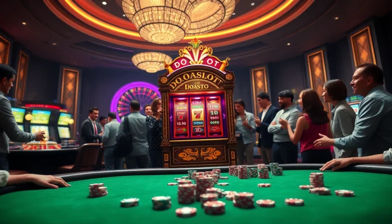 Players engage with the exciting doaslot slot machine in a luxurious casino setting.