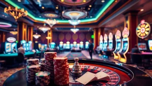 Engage in đăng nhập 888b with vibrant casino tables and slot machines in an exciting environment.