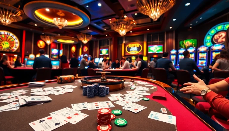 Experience the thrill of LUCKY88 with colorful casino tables and vibrant gaming action.