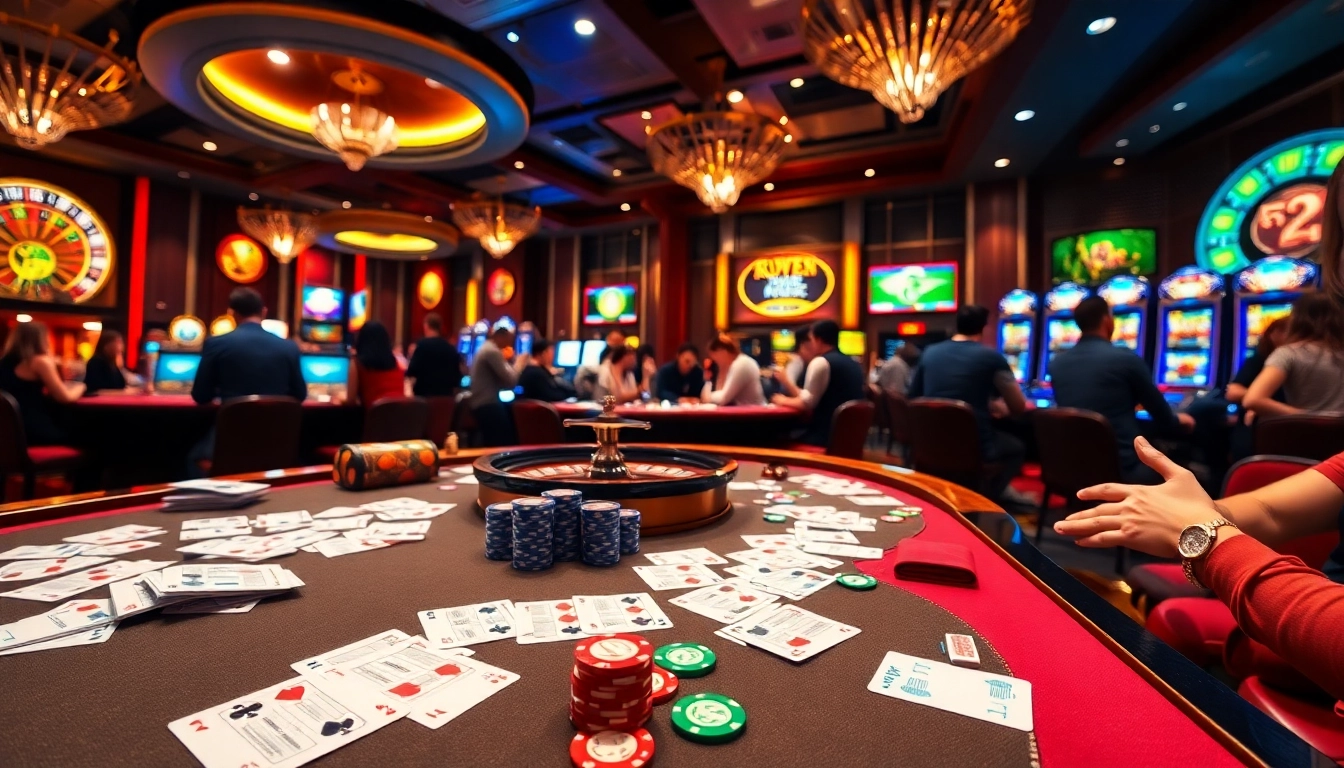 Experience the thrill of LUCKY88 with colorful casino tables and vibrant gaming action.