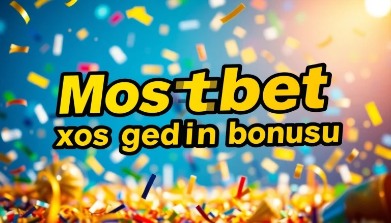 Mostbet xos geldin bonusu məlumatlarını təqdim edən dinamik və cəlbedici görüntü.