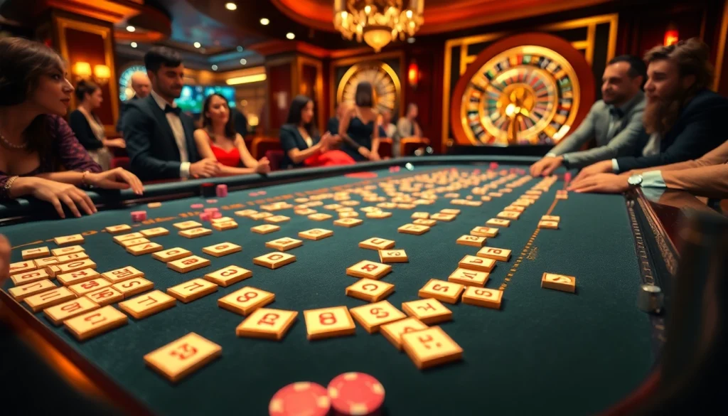 Experience רמיקוב אונליין with players enjoying an exciting game at a luxurious casino table.