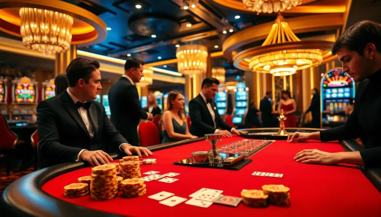Experience the thrill of KJC casino gaming with elegant poker tables and vibrant roulette.