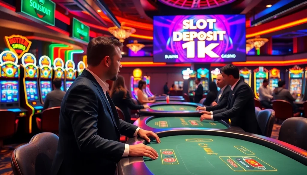 Experience the thrill of slot deposit 1k at an upscale casino atmosphere filled with excitement.