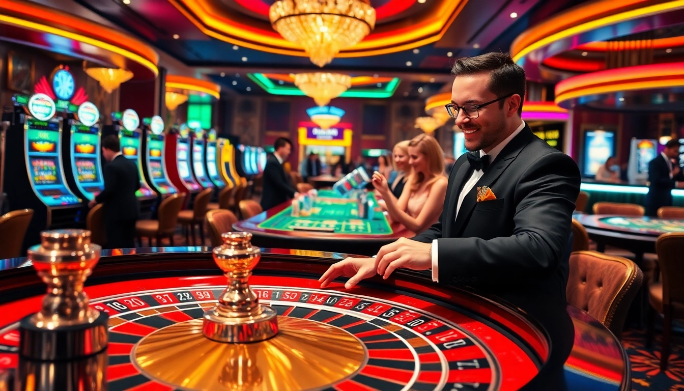Experience the excitement of gambling at tr88vip.co.com with vibrant casino scenes and players.