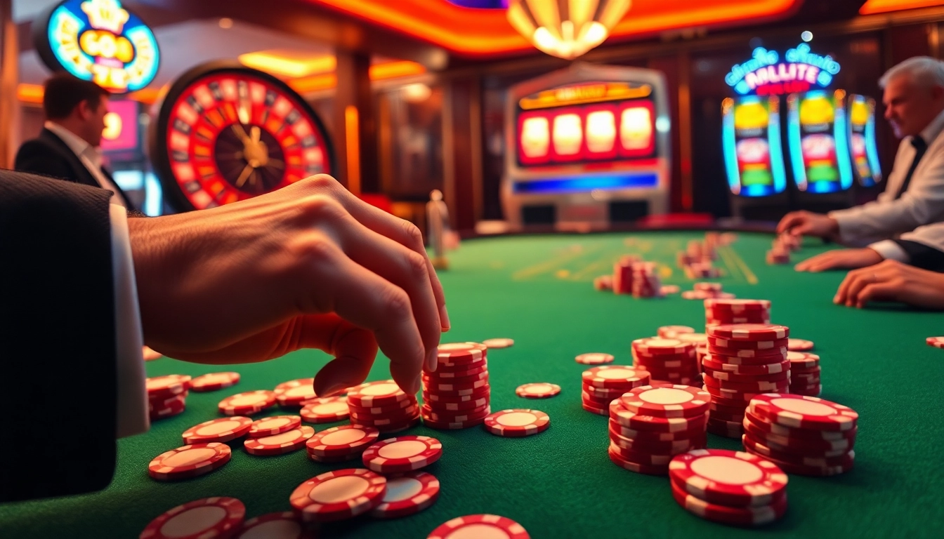 Experience luxury gaming at GO 88 casino with vibrant chips and an exhilarating roulette wheel.