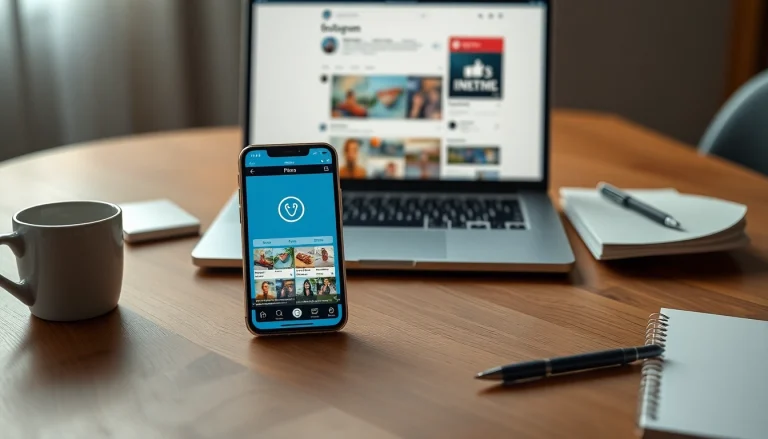 InstaPro app interface displayed on a smartphone, showcasing innovative social media solutions.
