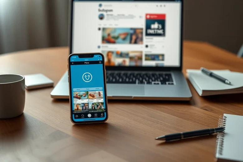 InstaPro app interface displayed on a smartphone, showcasing innovative social media solutions.