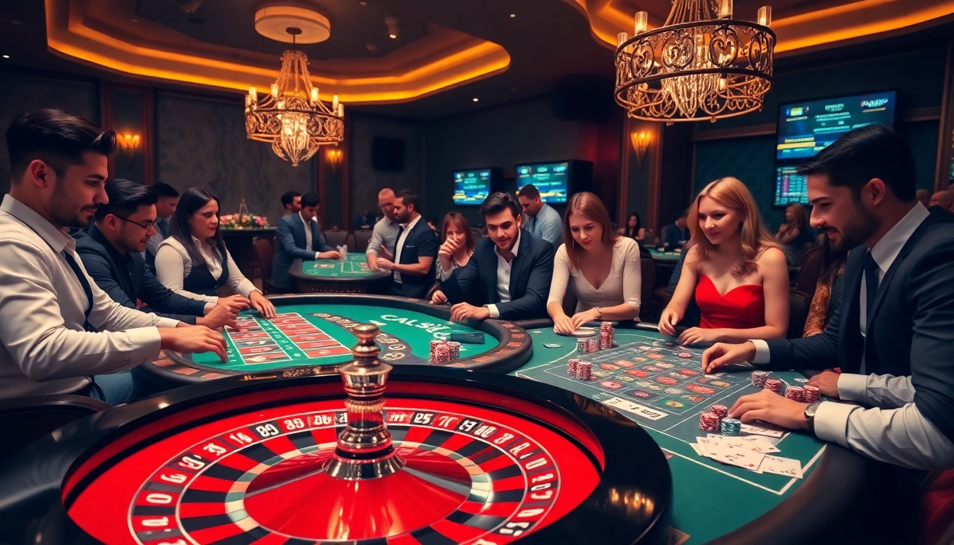 Engaging players at a roulette table in the luxurious world of lodetructuyen online gambling.