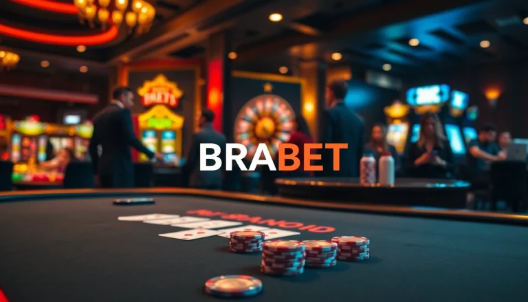 Experience the thrill of gambling with BRABET at a luxurious casino table setting.