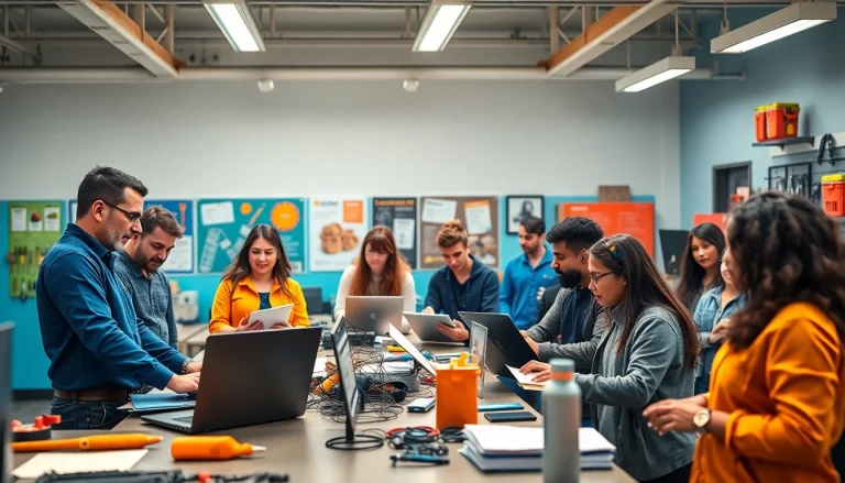 Explore trade schools in Southern California with students engaged in hands-on learning in a vibrant classroom.