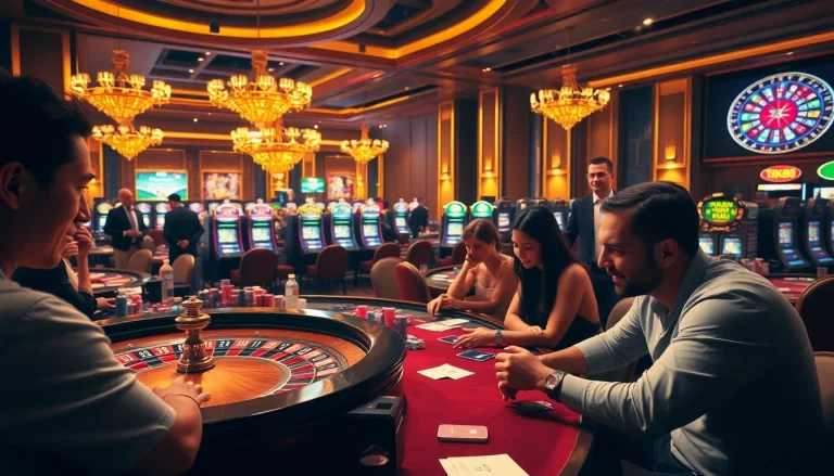 Experience the excitement of TK88 with dynamic casino gameplay featuring vibrant roulette and poker tables.