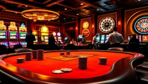 Người chơi lên chiến lược tại bàn casino đầy màu sắc với các chip poker CG79 đang hoạt động.