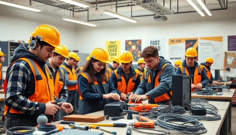 Trade School Tennessee students collaborating on hands-on electrical training projects.