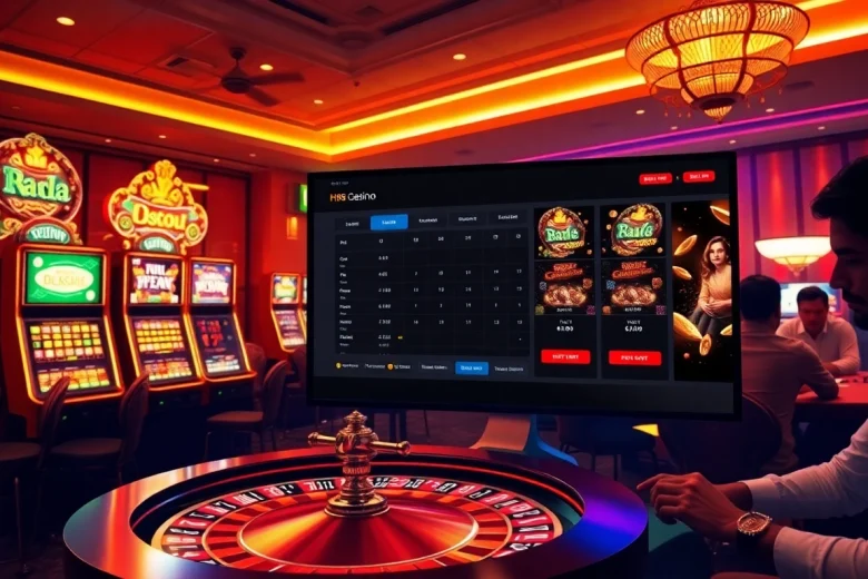Experience the thrill of hi88 giải trí with vibrant casino visuals showcasing thrilling games and excitement.