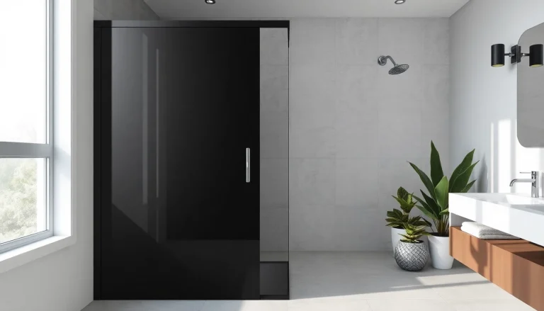 Elevate your space with a black shower sliding door that combines elegance and functionality.