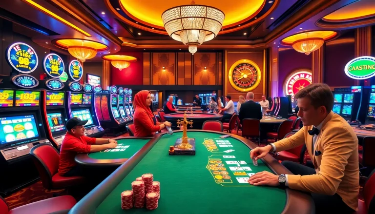 Experience luxury gambling excitement at https://s8.boston/ with vibrant casino tables and slot machines.