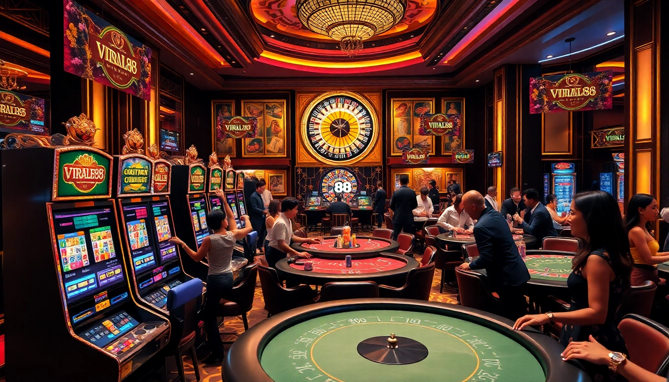 Experience the thrill of viral88 gaming at luxurious casino tables with lively action.
