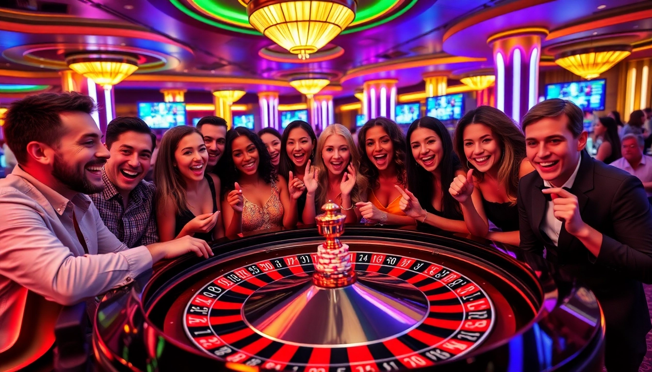 Players engaging at a roulette table showcasing onicplay excitement and luxury in a casino setting.