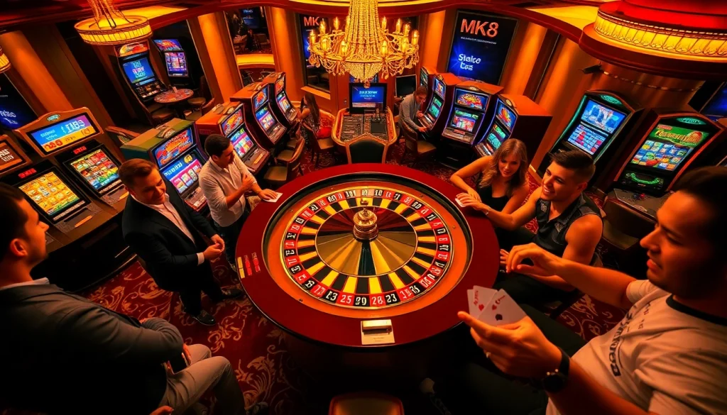 Engaging players enjoy dynamic games at MK8 casino with vibrant tables and excitement.