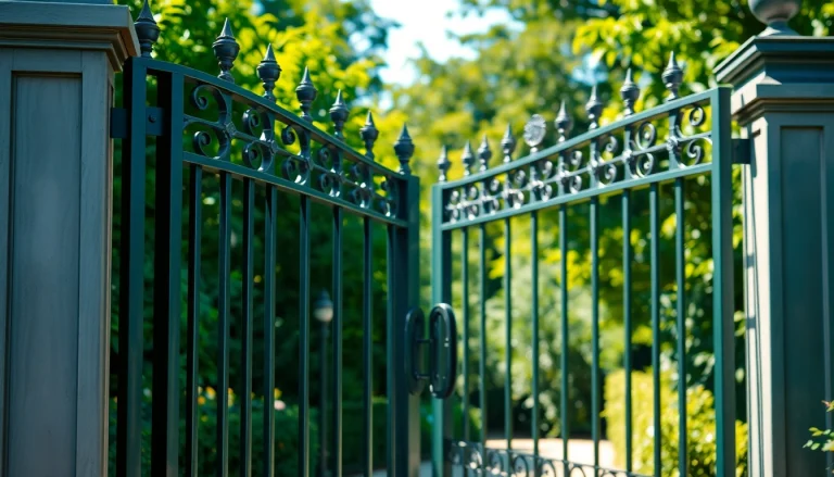 Stylish custom steel gates in a beautifully landscaped garden, showcasing quality craftsmanship and elegance.