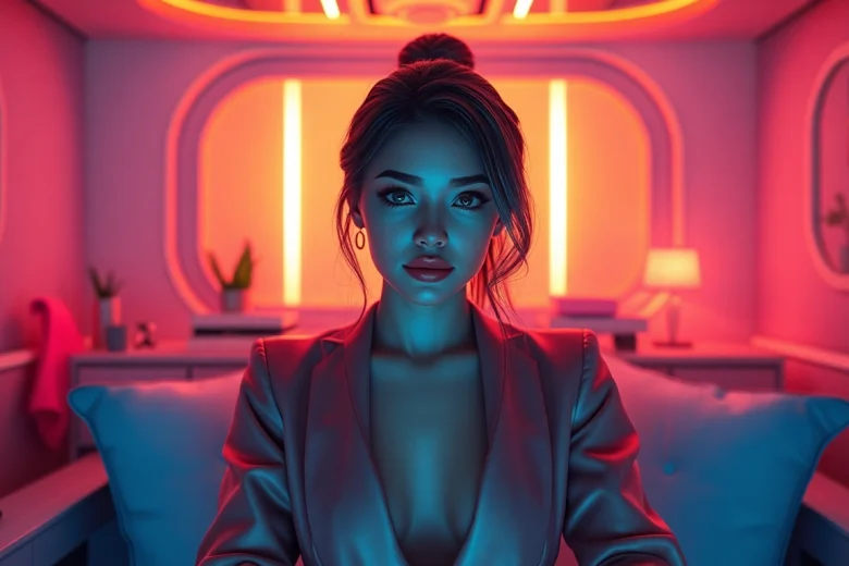 Engaging NSFW AI virtual girlfriend scene with inviting ambiance and lifelike details.