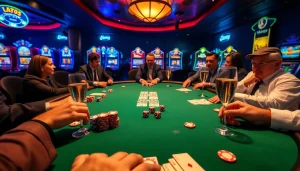 Engage with thrilling poker games at luongsontv, high-stakes action on a vibrant casino table.