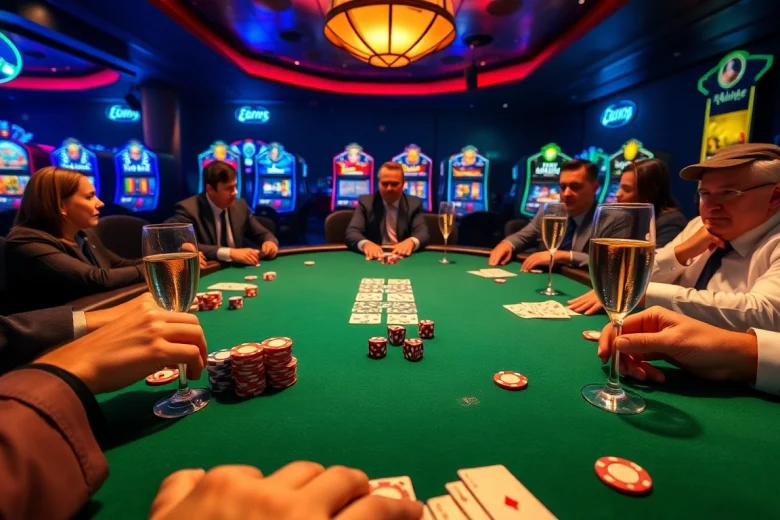 Engage with thrilling poker games at luongsontv, high-stakes action on a vibrant casino table.
