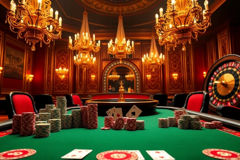 Experience the thrill of gambling at the luxury xx88 poker table with vibrant chips and playing cards.