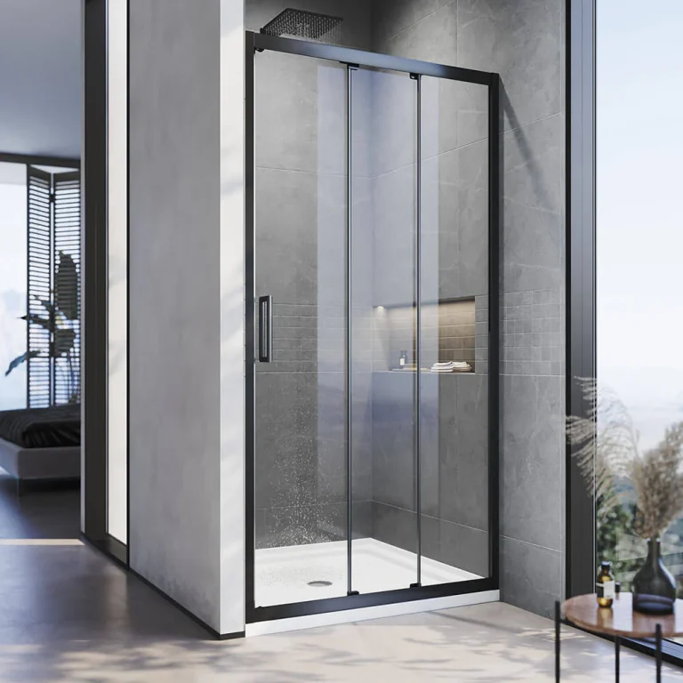 black-corner-3-panel-shower-screen-sliding-door-safety-enclosure1