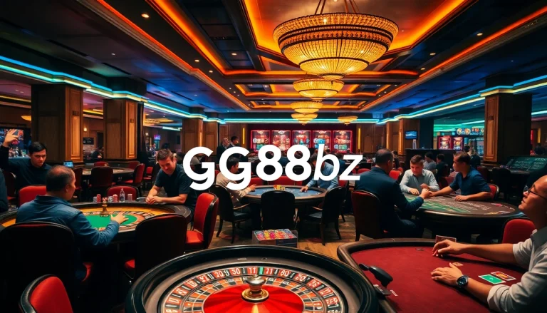 Experience the luxury of gaming at gg88bz with vibrant casino tables and excited players.
