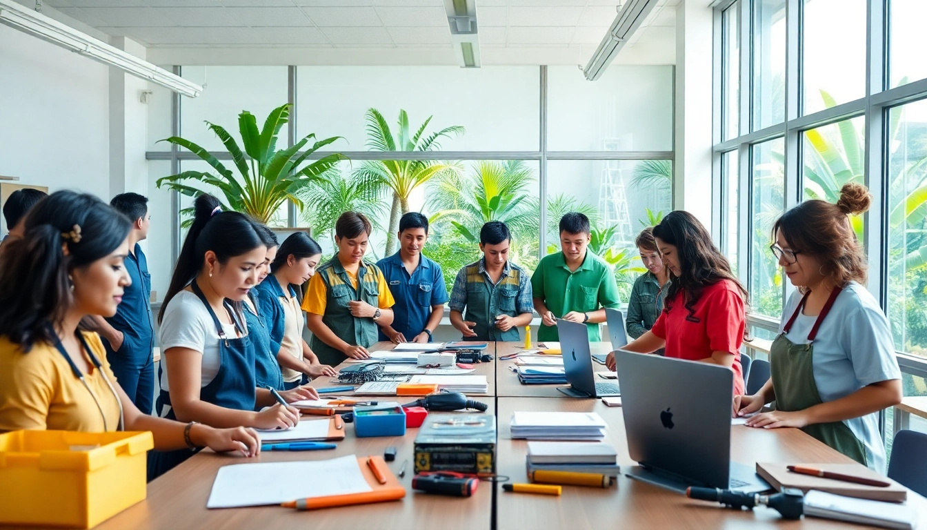 Students collaborating in trade schools in Hawaii's vibrant classroom environment.