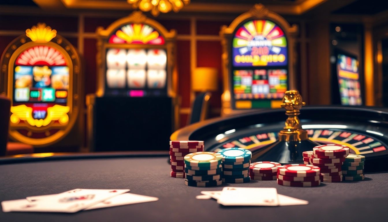 A dynamic casino scene featuring a poker table and roulette wheel, promoting excitement on https://uu88joli.com/.