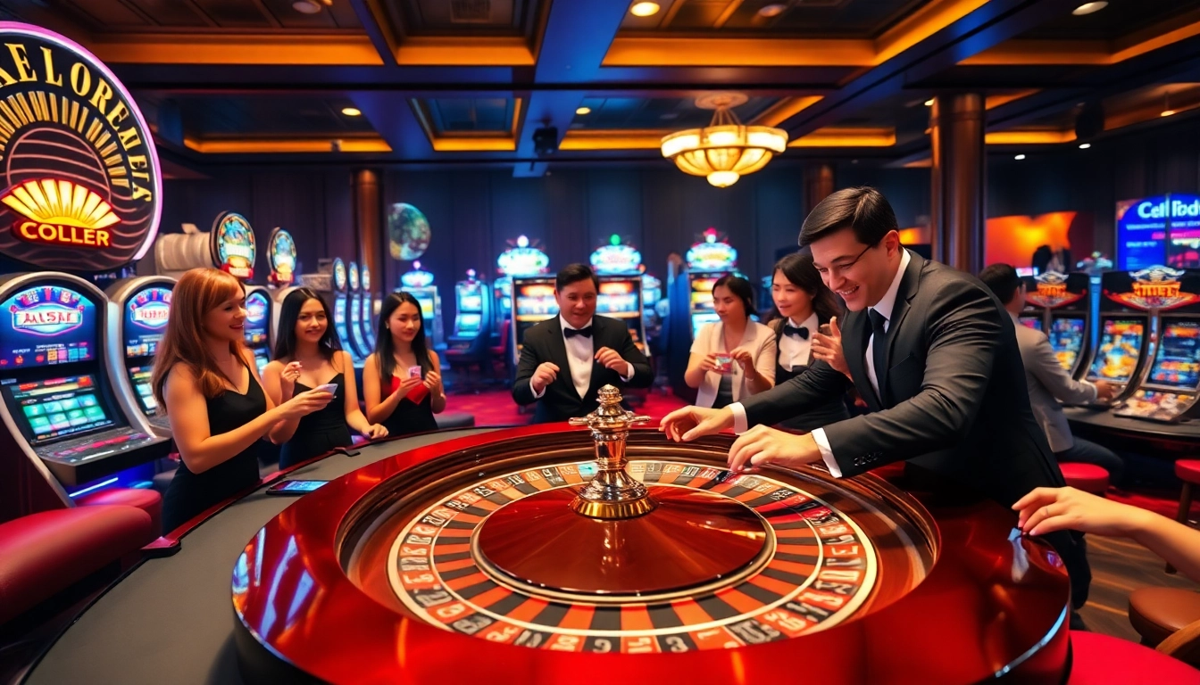 Players enjoying a thrilling roulette game at https://x88ni.com/ in a luxurious casino setting.