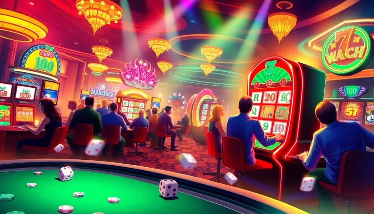 Players enjoying the Mahjong Ways 2 slot machine amid a vibrant casino atmosphere filled with excitement.