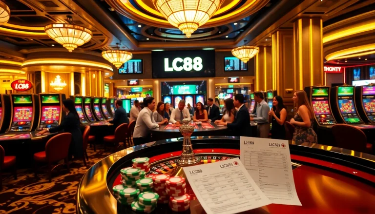 Experience the thrill of LC88 casinos with vibrant slot machines and engaging roulette tables.