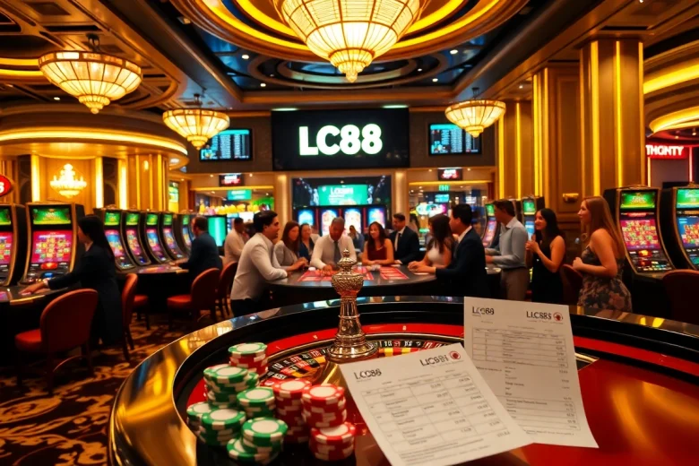 Experience the thrill of LC88 casinos with vibrant slot machines and engaging roulette tables.