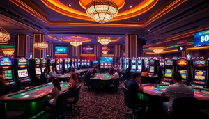 Players enjoying an exciting gaming experience at SOIBET casino, surrounded by vibrant tables and slot machines.