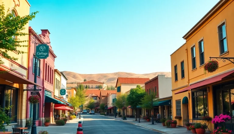 Visit Clarksburg, CA, to enjoy a charming café amidst historic buildings and scenic landscapes.