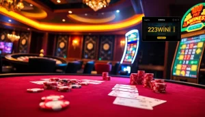 Experience elite gameplay at https://23wini.online with a poker table featuring high-stakes action and vibrant casino elements.