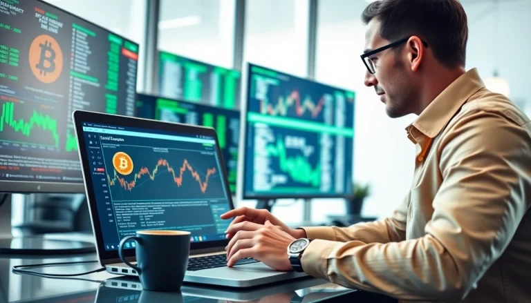 Acheter bitcoin en ligne avec un ordinateur portable dans un cadre moderne et lumineux.