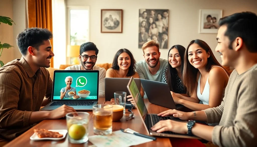 朋友们开心地使用 WhatsApp网页版进行视频通话，展现连接性。