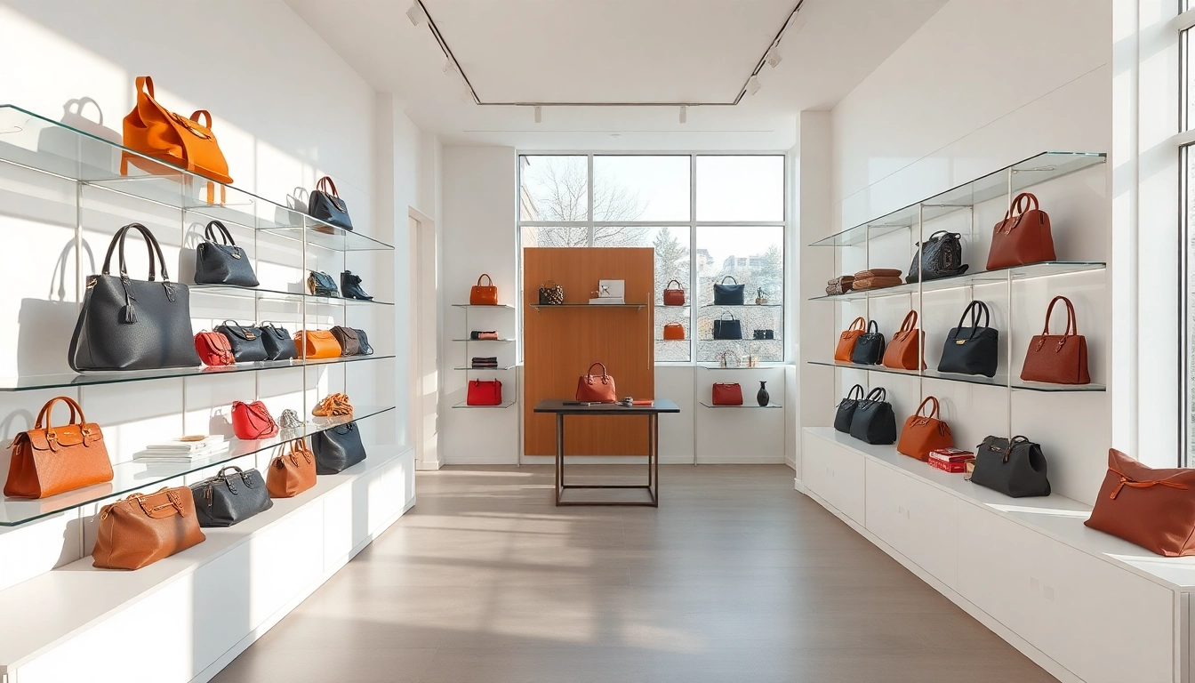 레플리카 제품이 고급 쇼핑 공간에 우아하게 전시된 모습