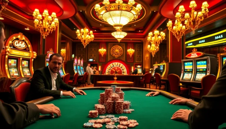 Engaging gamblers at a poker table showcasing the hidden wiki's allure amid vibrant casino excitement.