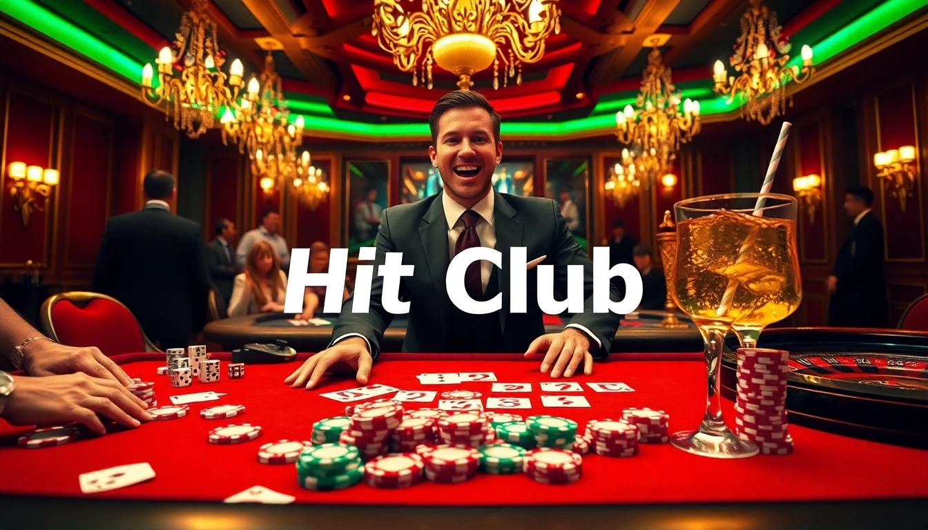 Hit Club poker chips and cards on a luxury casino table during an exciting game.